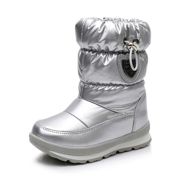 

ulknn winter boots for girls boys kid's boots 2021 new waterproof botas thickening snow gold dark green 26 27 28 29 30 size 210312, Black;red