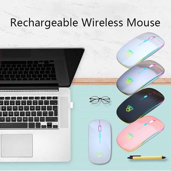 

ultra-thin wireless mouse 2.4ghz led silent mute colored backlit optical mice with hidden usb receiver dpi adjustable keyboard