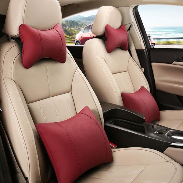 

seat cushions 1 pair luxury linen material car headrest pillow breathable auto neck rest cushion pillows steering wheel cover