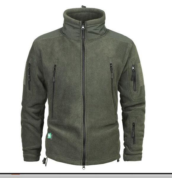 

clothing coat men thicken warm military army fleece jacket patchwork multi pockets polartec men's jacket and coats, Black;brown