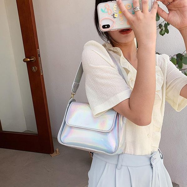 

shoulder bags package women bag fashion handbag flip hand carry patent leather laser bright color underarm fashionable