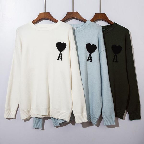 

men's hoodies & sweatshirts 2021 spring french niche black heart a letter embroidery round neck pullover wool sweater m-xxl