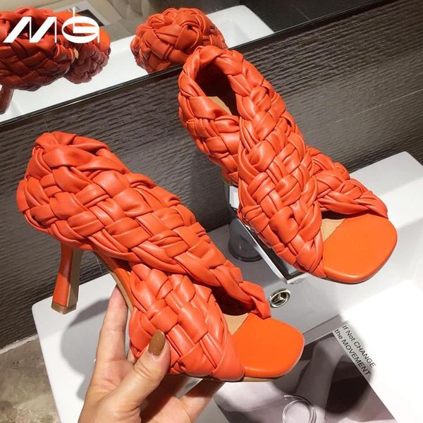 

women sandals heels high heels fashion ladies gladiator sandals leather weave square toe slip on casual slides dress shoes, Black