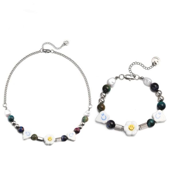 

chains fashion sun flower tiger eye necklace trendy hip hop wild stainless steel, Silver