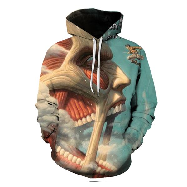 

attack on titan heart fashion lazy man is a 3d printed hoodie visual impact party punk goth round neck sweatshirt hoodie, Black