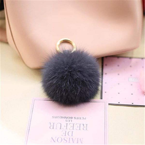 

keychains 2021 fashion 10cm hair ball keychain variety of color pompom fur messenger bag key ring ladies car, Silver