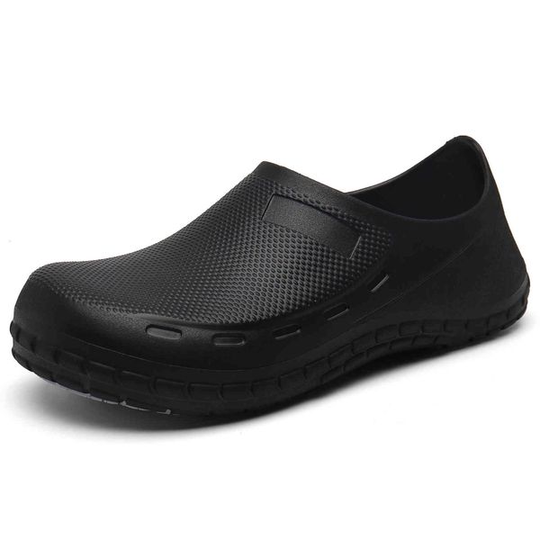 

slippers eva chef shoes waterproof oil-proof kitchen work cook footwear non-slip el restaurant men mn8q, Black