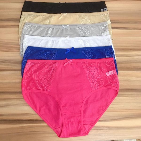 

women's panties 2 pieces cotton female underpants lace women briefs underwear plus size 2xl/xxxxl bragas mujer panty lingerie femme, Black;pink