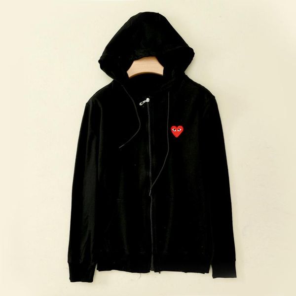 

women's hoodies & sweatshirts couple hooded zipper sweater coat pure cotton love heart embroidery jacket casual couples, Black