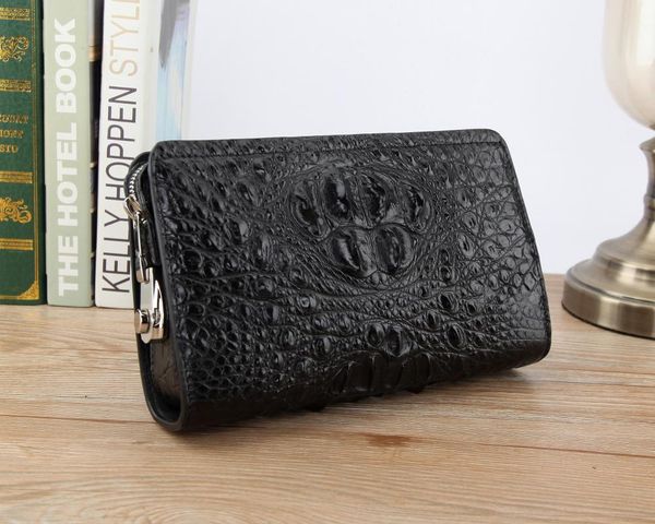 

wallets ly genuine crocodile leather alligator head skin long size men wallet code locker key money cash coin holder case purse, Red;black