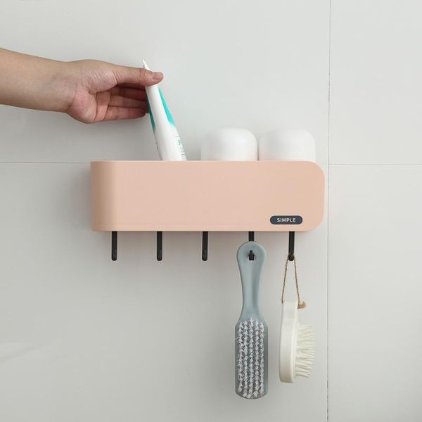 

toothbrush holders holder bathroom accessories toothpaste squeezing punch-wall hanging rack mouthwash cup set dental storage box