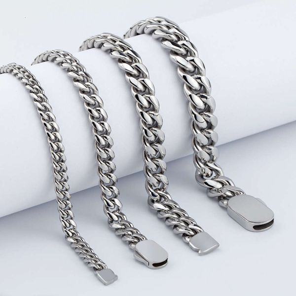 

chain wind hiphop stainless steel flat buckle semi-circular grinding titanium hip hop cuba, Silver