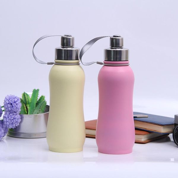 

water bottle 800ml pink and yellow sports stainless steel vacuum insulation pot can keep warm cool