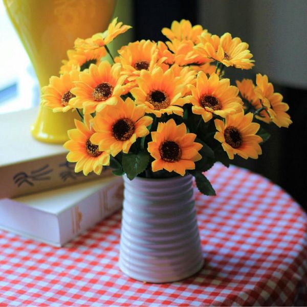 

decorative flowers & wreaths 2pcs simulation small sunflower sun flower artificial fake bouquet home wedding decoration plastic