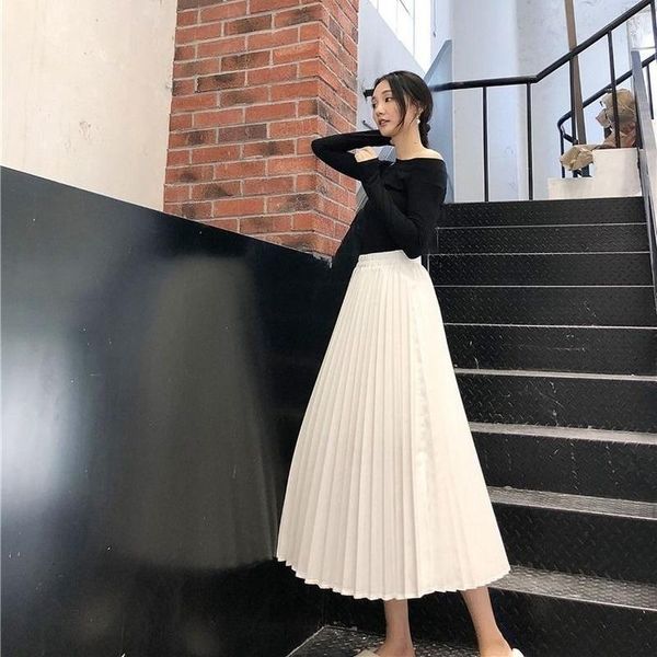 

skirts spring/summer black/white pleated skirt women's high waist gothic y2k long lovely girl plus size lolita medieval