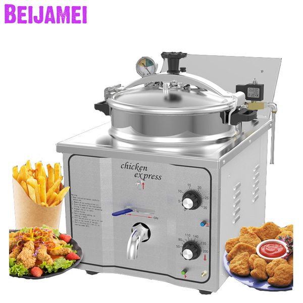 Beijamei 16l profundo fritadeira pressão elétrica fritadeira máquina de batata de frango fritadeira fritadeira fast food loja