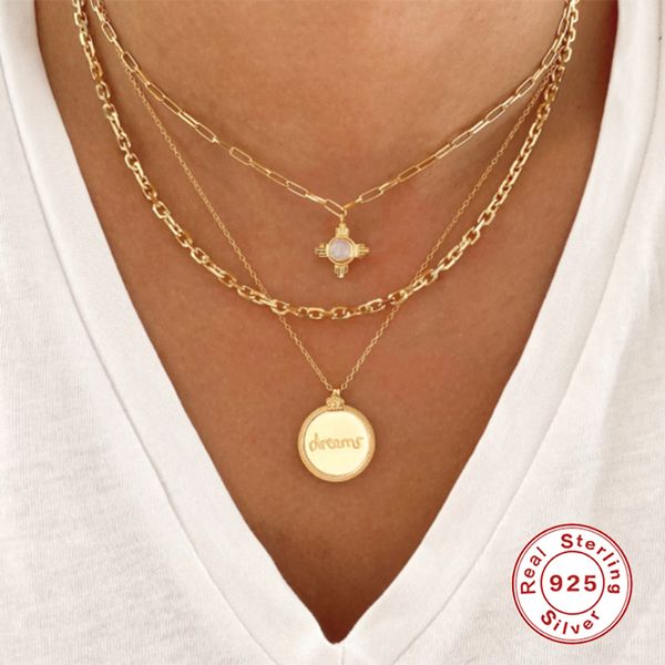 

boako necklace for women round cross 2020 silver 925 jewelry collar necklace chains fine jewelry choker bijoux femme #12.15 q0531