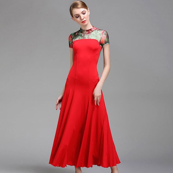 

stage wear 3 colors red ballroom dress woman flamenco dance costumes tango spanish waltz dresses, Black;red