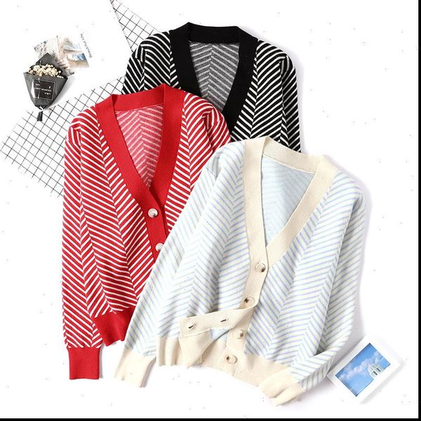 

women striped knitted cardigans cashmere sweater mujer femme manche longue tricot korean knit winter thick sweater, White;black