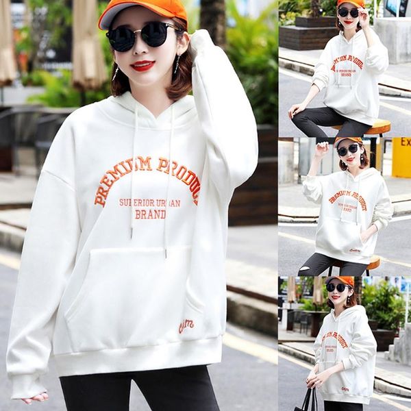 

women's hoodies & sweatshirts women letter printed womens long sleeve hooded korean style ladies pullover, Black