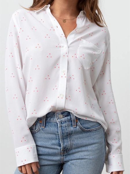 

women's suits & blazers suit red stars print women silk blouse ladies soft long sleeve shirt female single-breasted office wear with s, White;black