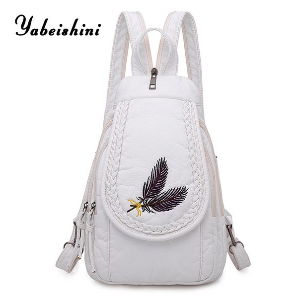 

white leather backpack bags for women travel backpacks fashion school bags for teenage girls shoulder bags 210303