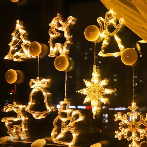 

christmas decorations sucker lamp led lights bell snowman star holiday window decoration battery powered hanging for home decor na u6z1
