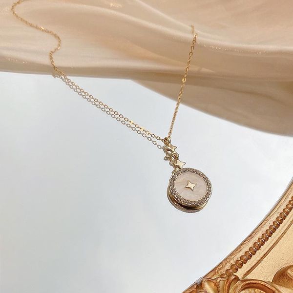 

pendant necklaces 2021white round titanium steel eight star necklace high grade exquisite simple clavicle chain net red neck, Silver
