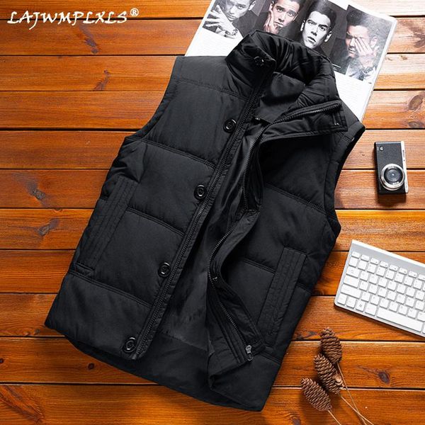 

men's vests 2021 casual sleeveless jacket autumn winter men warm buttons mens vest thick clothing, Black;white
