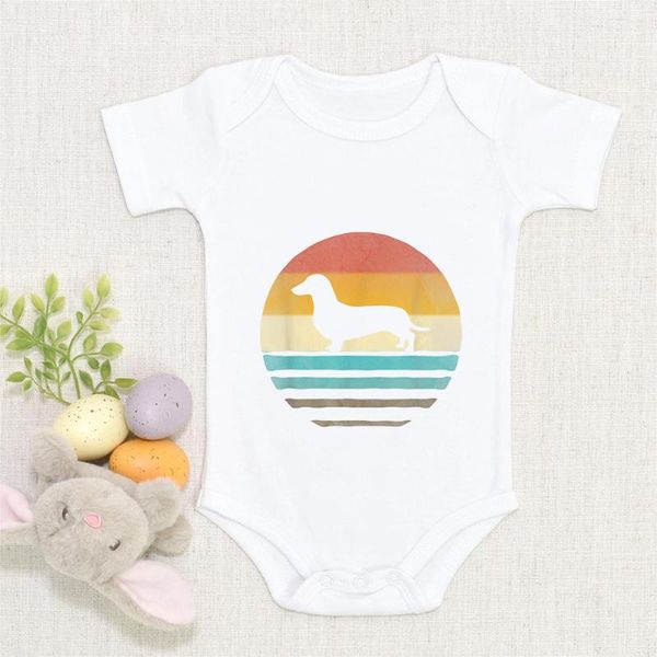 

rompers vintage dog print baby bodysuit fashion funny basic born girl outfit cute short sleeve one piece playsuit 0-24m, Blue