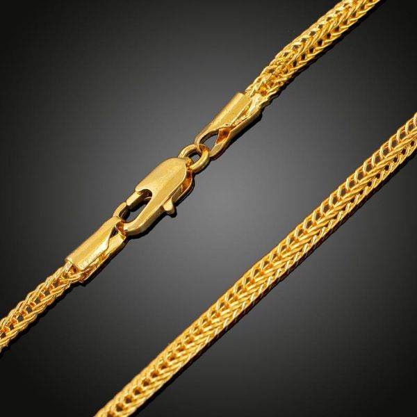 

chains 2mm/4mm thin collar chain necklace men women yellow gold filled fashion male female accessories gift, Silver