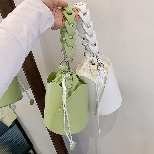 

evening bags weave brand design mini sweet pu leather bucket crossbody for women 2021 summer luxury trend shoulder handbags