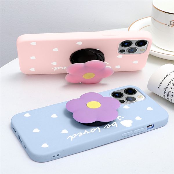 

3d lovely flower holder stand soft phone case for iphone 11 pro max x xs xr 12pro 6 7 8 plus cute cover
