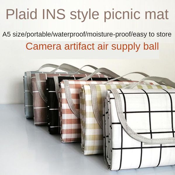 

outdoor pads portable waterproof and moistureproof easy-to-clean multi-color plaid cloth spring outing autumn po picnicbeachmat