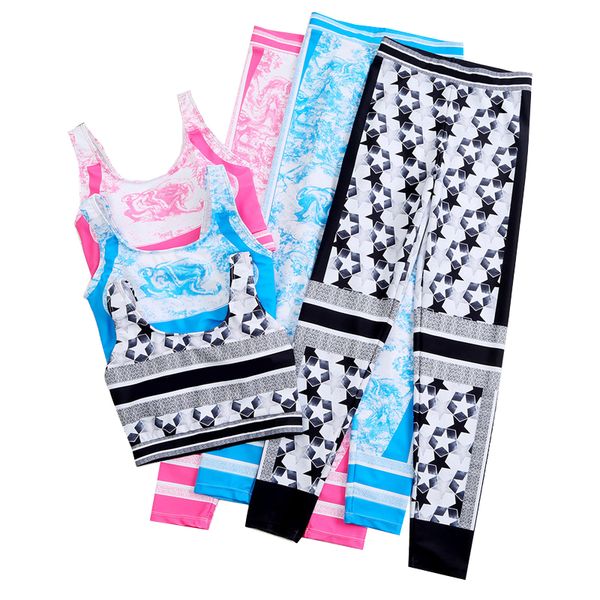 

summer breathable sports tracksuits women running yoga vest elastic long pants animal pattern printed sportswear, Gray