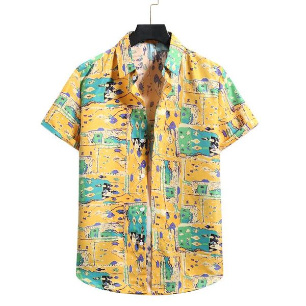 

men's polos the spring and summer of 2021 beach flower shirt hawaiian, White;black