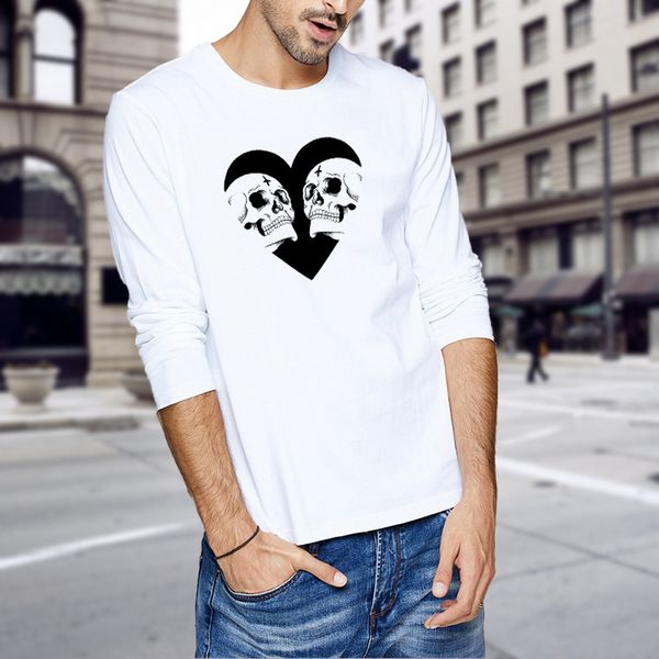 

21 autumn new sweater casual handsome t-shirt pure cotton round neck long sve men's t-shirt 2ph9, White;black
