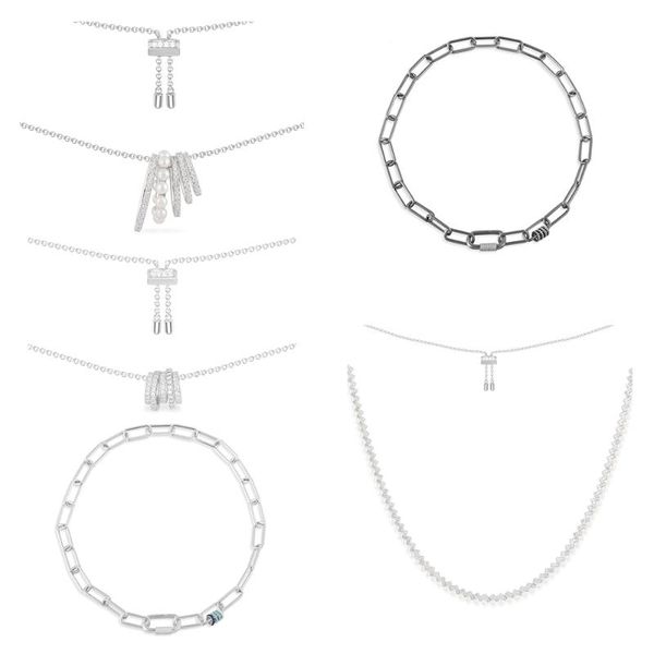 

2021 summer fashion new pearl undulating lines slip chain adjustable necklace series female exquisite birthday jewelry gift, Silver