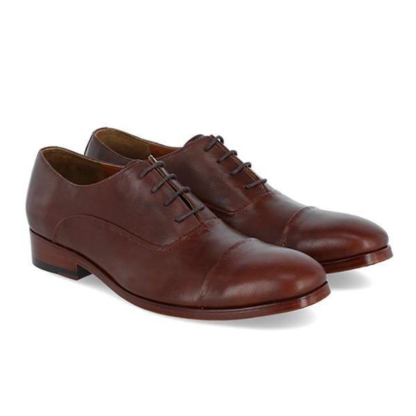 

dress shoes men oxford fashion style shoe lace-up genuine leather formal original designer handmade, Black