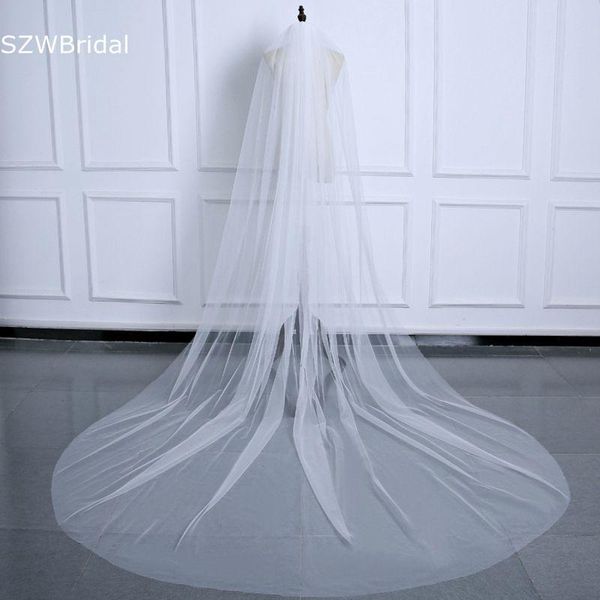 

bridal veils arrival one layer white ivory veil 2021 schleier in stock cut edge tulle wedding velos de novia largos, Black