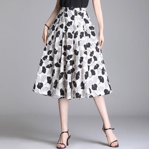 

women's pants & capris large skirt women summer loose wide leg korean high waist capri casual chiffon vertical, Black;white