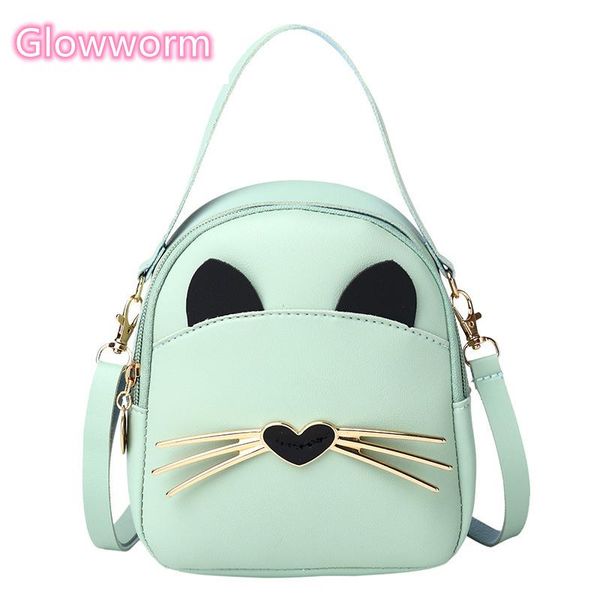 

women pu leather bagpack for girl mini girl school bags student shoulder crossbody pack women cat handbag purse