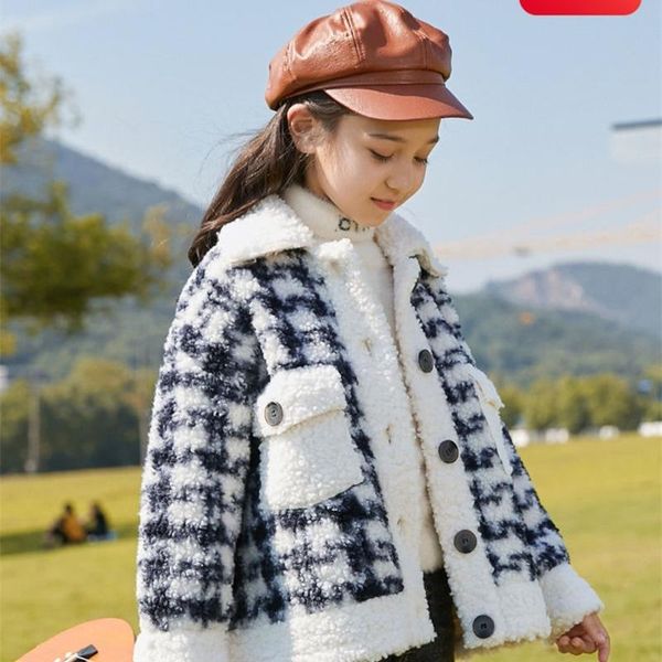 

coat girls' cashmere autumn winter 2021 children's style wool sweater windbreaker jacket outerwear & coats children clothing, Blue;gray