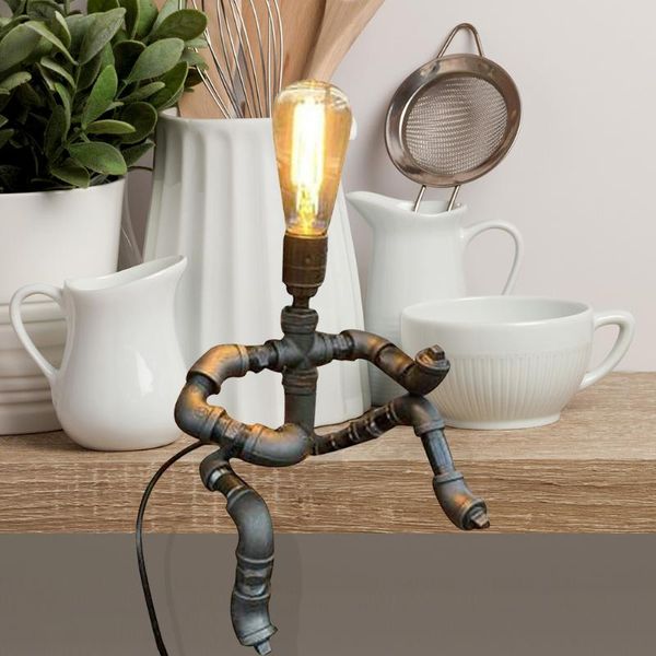 

table lamps retro water pipe robot guitarist light industrial lamp bedroom decor deskcrafts girls kids room ornament