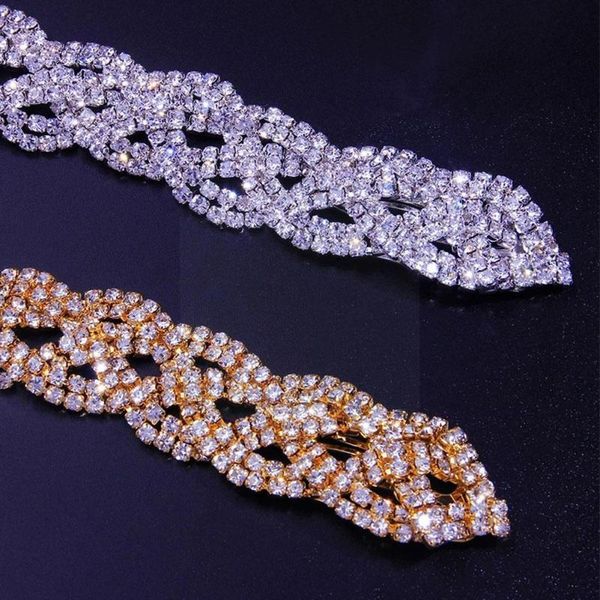 

hair clips & barrettes fashion rhinestones chain long dirty braided for women luxury wedding hairpins bridal decoration je s0x0, Golden;silver