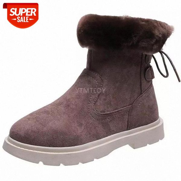 

winter keep warm boots women plus velvet comfortable outdoor casual shoes non-slip walking zapatos de mujer cross-tied #le0y, Black