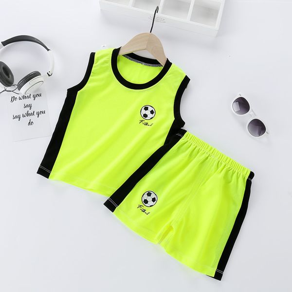 

2020 children sport suit summer sleeveless vest+shorts clothes for kids 1-8years girls clothing sets boys outfits, White