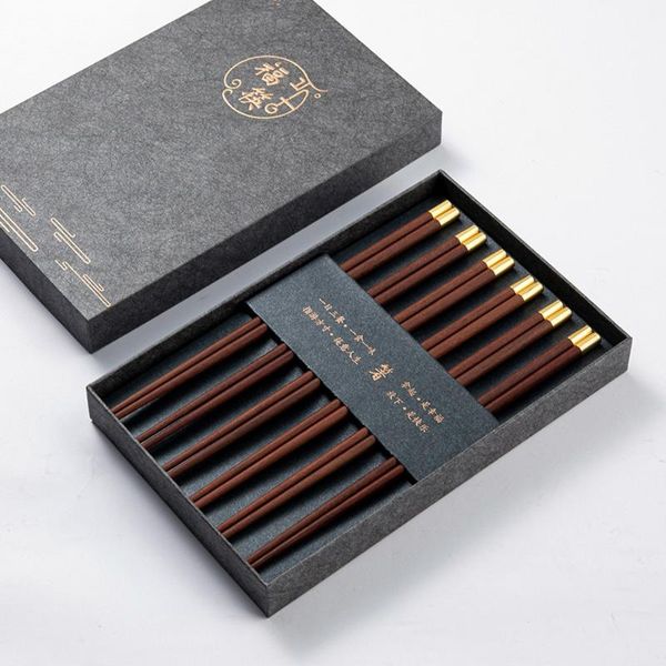 

chopsticks wooden reusable chinese chop sticks set kitchen household tableware flatware dinnerware tools gift box packaging