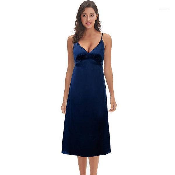 

casual dresses women dress spaghetti satin long summer elegant v neck vestido very soft smooth m304201, Black;gray