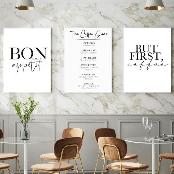 

paintings first coffee guide bon appetit quotes canvas painting black white prints wall art pictures minimalist poster kitchen room decor